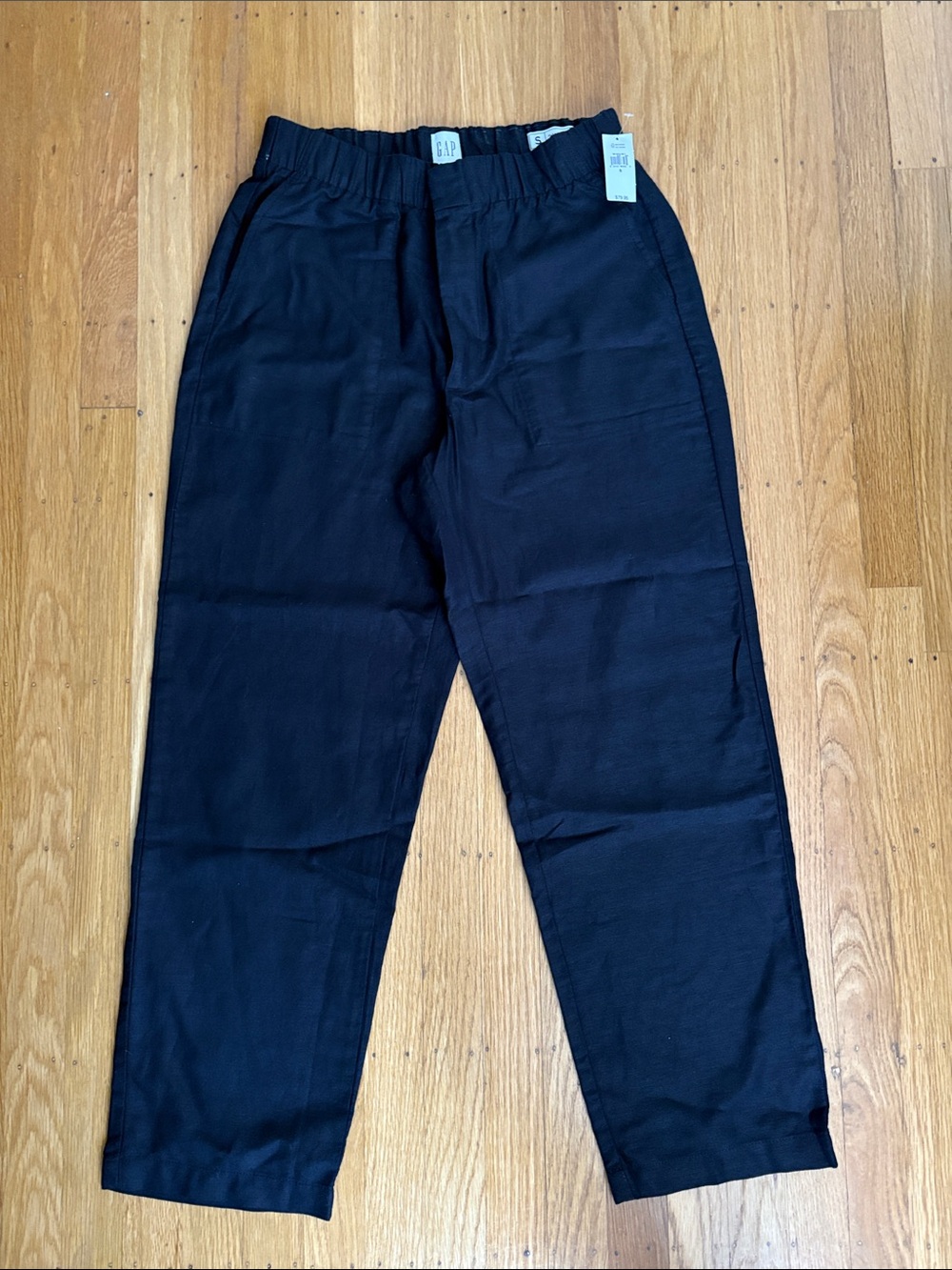 GAP Women’s Black Elastic-Waist Linen Pants